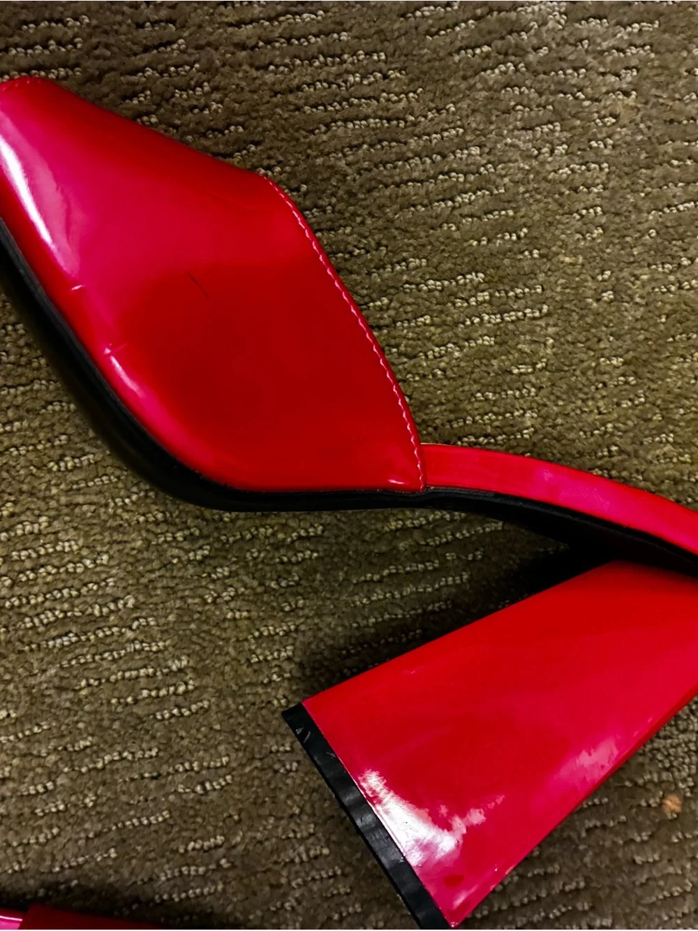 Nasty Gal Red Open-Toe Block Heel Sandals
